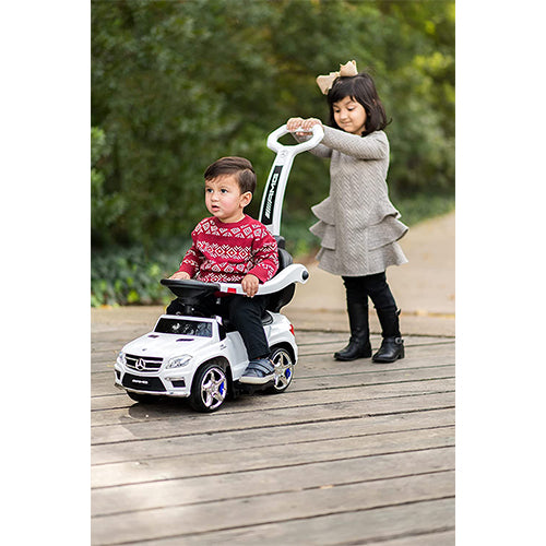 Vehicles 4 in 1 Mercedes Battery Powered Push Automobile in White - Ideal for Kids: Enjoy Luxury on Wheels