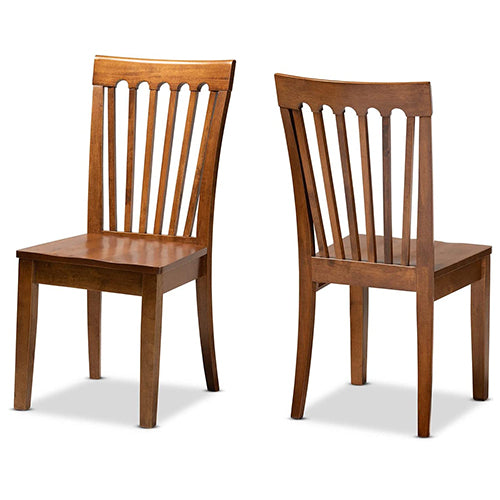 Browse the 2-piece set of modern and contemporary transitional Baxton Studio Minette Walnut Brown Dining Chairs available now!