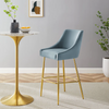 The Discern Performance Velvet Bar Stool in Light Blue Finish (EEI-5473-LBU) from Modway will elevate your home bar.