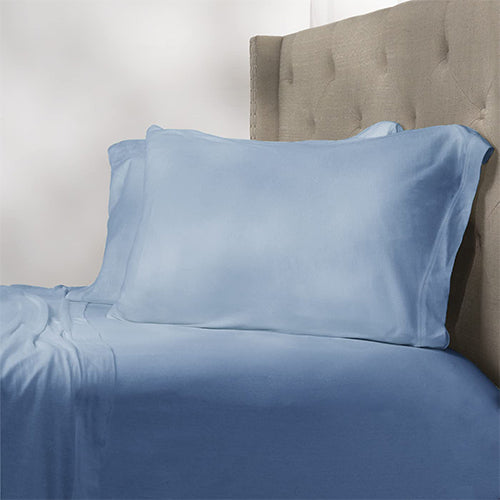 Complete, Blue, 4 Piece, Baltic Linen Jersey Cotton Sheet Set