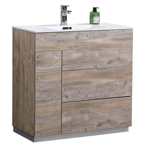 Discover the beauty of nature with Milano's 36-inch modern bathroom vanity in wood finish