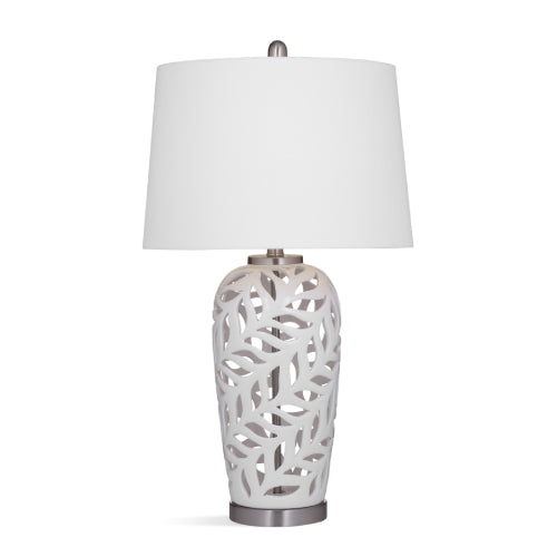 Bassett Mirror Willow Table Lamp with Brushed Nickel and White Finish