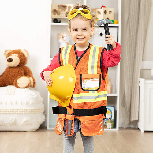 Melissa & Doug's construction worker costume set (6 pcs) will let your child's imagination run wild while they dress up and play pretend