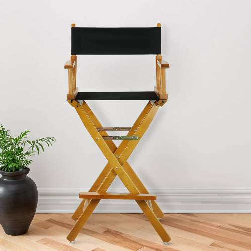 Casual Home Director's Chair Honey Oak Frame-with Black Canvas
