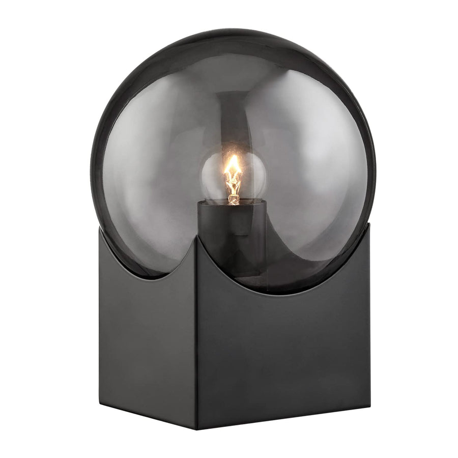 Lite Source Oksena 11" Modern Black and Smoke Glass Orb Table Lamp