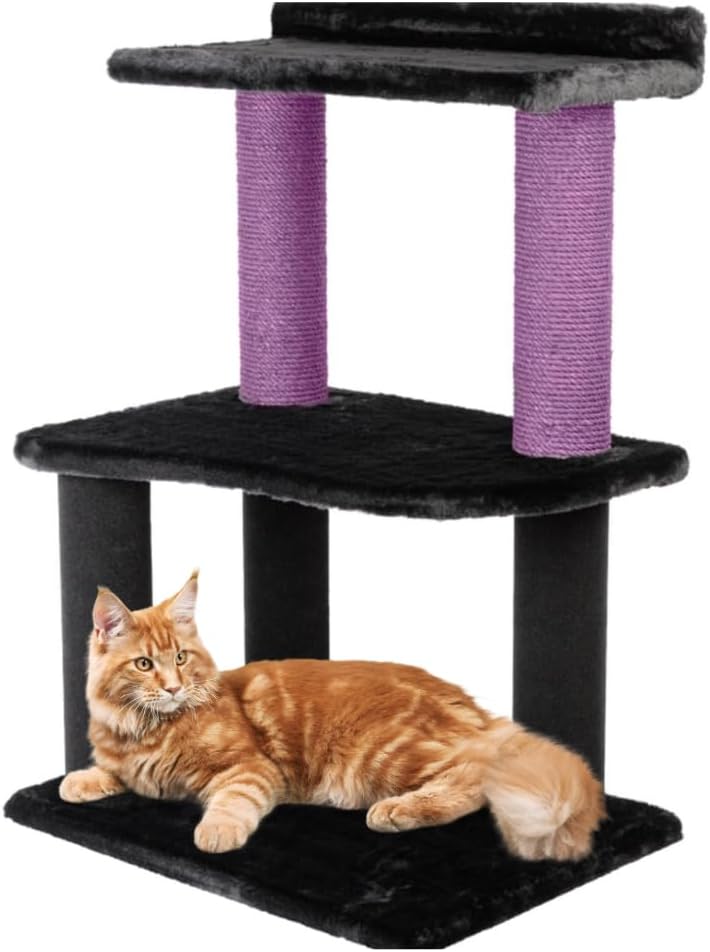34 Inch Classic Comfort for Indoor Modern Premium Cats and Kittens Scratcher Larger Base for Better Stability, (Black, Purple)