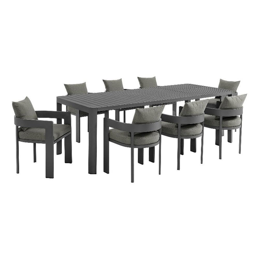 Modway Tahoe Aluminum 9-Piece Patio Dining Set in Gray Charcoal