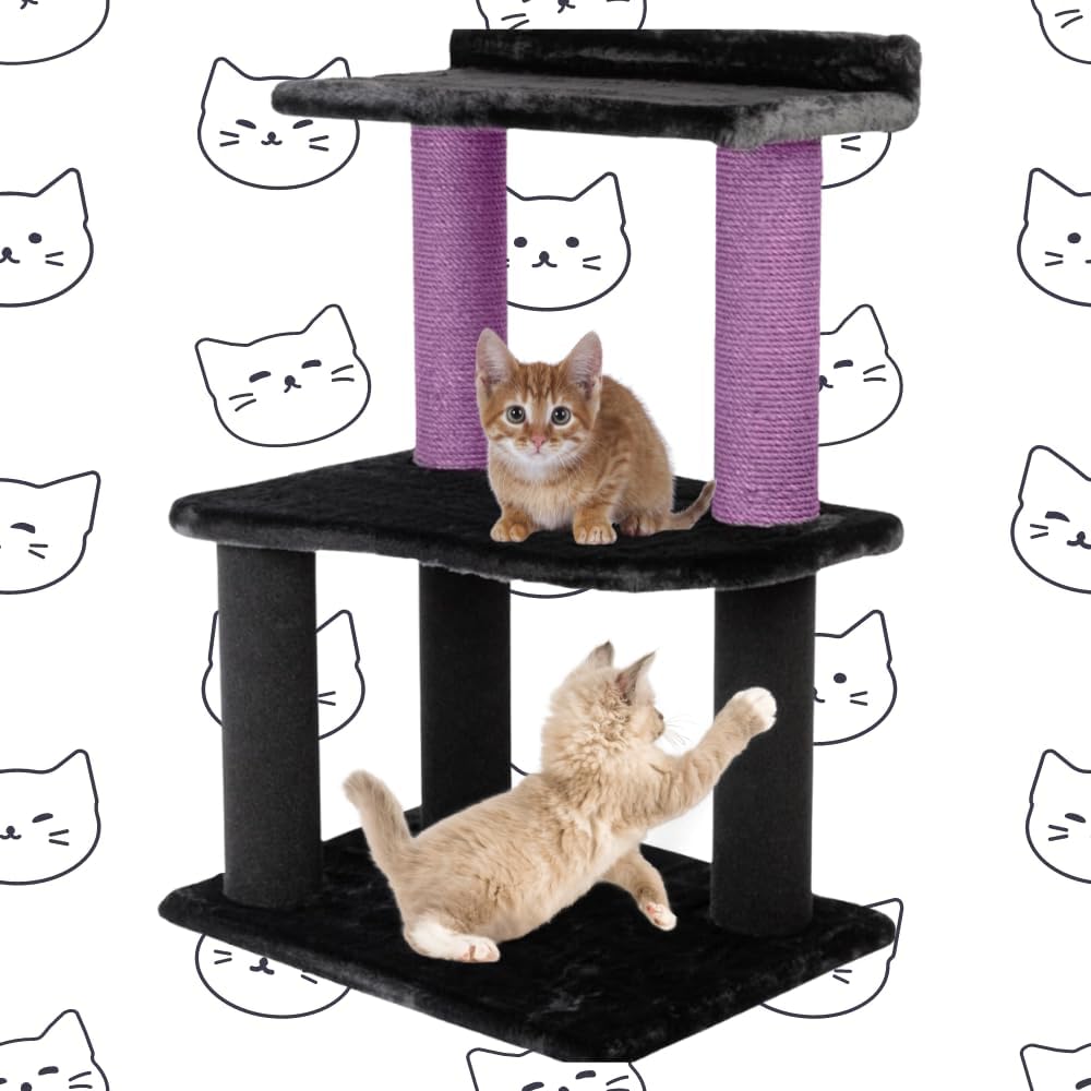 34 Inch Classic Comfort for Indoor Modern Premium Cats and Kittens Scratcher Larger Base for Better Stability, (Black, Purple)