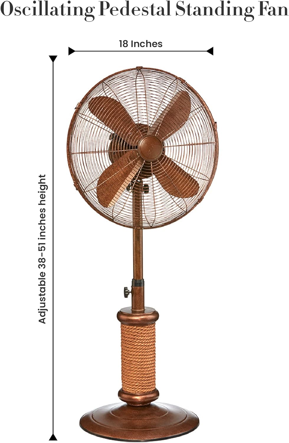 DecoBREEZE Pedestal Standing Fan, 3-Speed Oscillating Fan with Adjustable Height