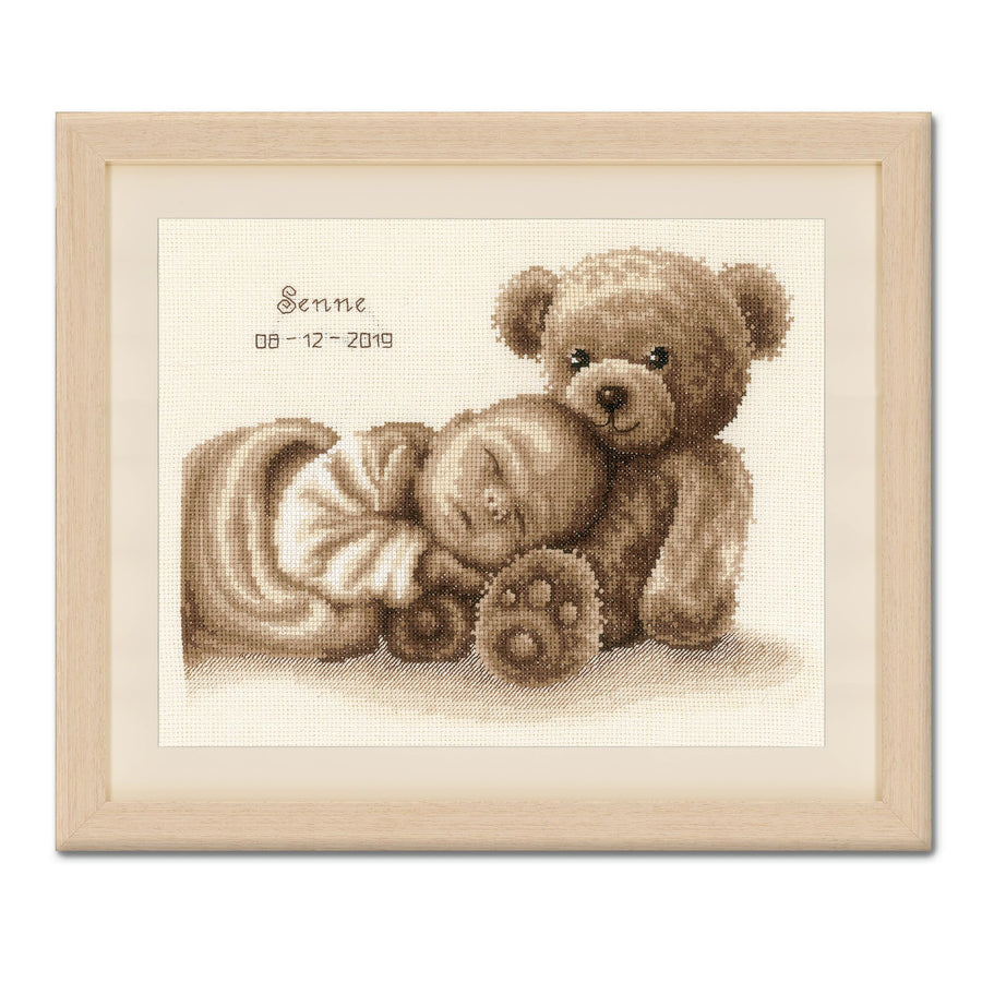 Vervaco Baby Counted Cross Stitch DIY Wall Art Cozy Dreams Embroidery Birth Announcement Home Decor Set Creative Activities for Adults 11,2" x 8,8" Personalized Gift for Baby