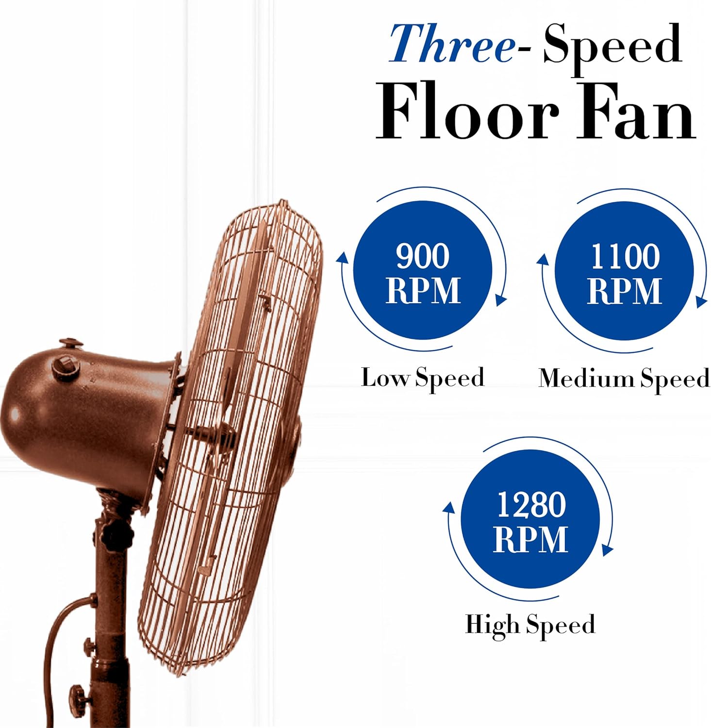 DecoBREEZE Pedestal Standing Fan, 3-Speed Oscillating Fan with Adjustable Height