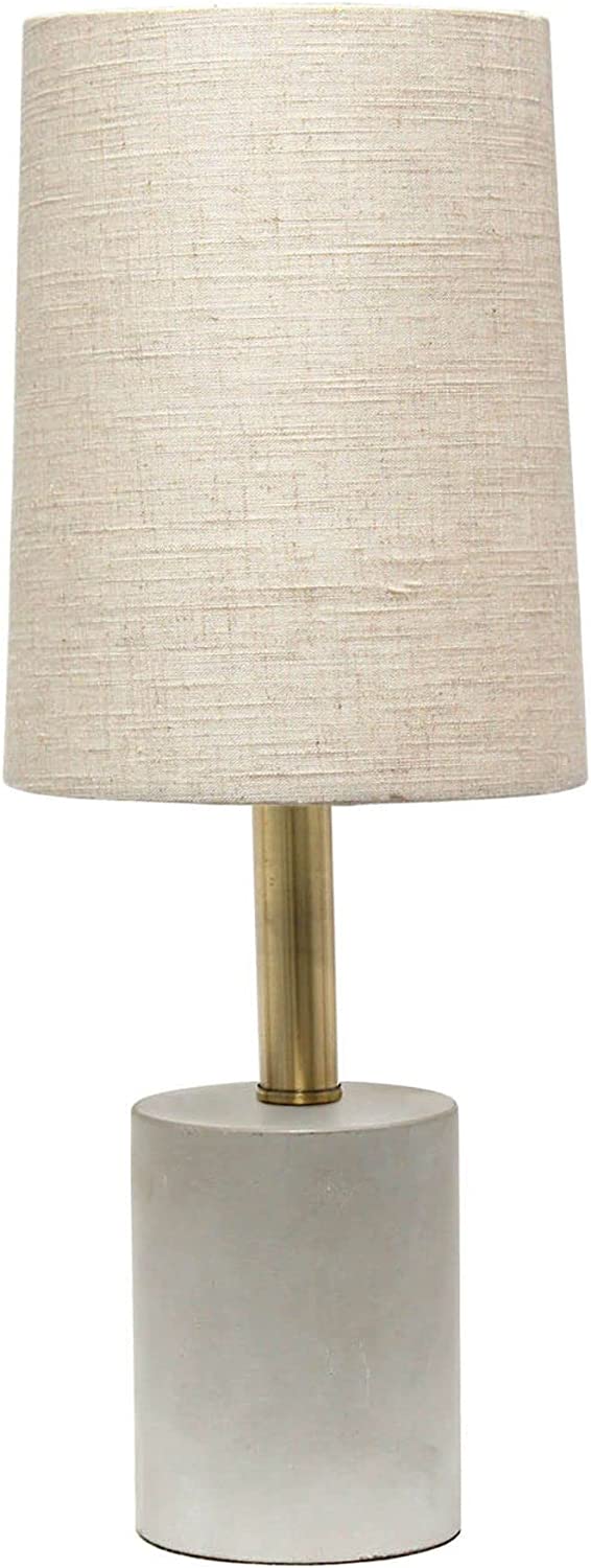 Lalia Home Antique Brass Concrete Table Lamp with Linen Shade