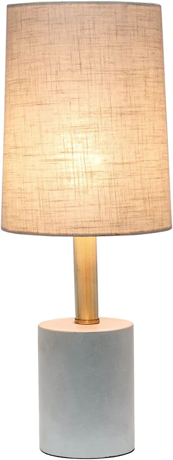Lalia Home Antique Brass Concrete Table Lamp with Linen Shade