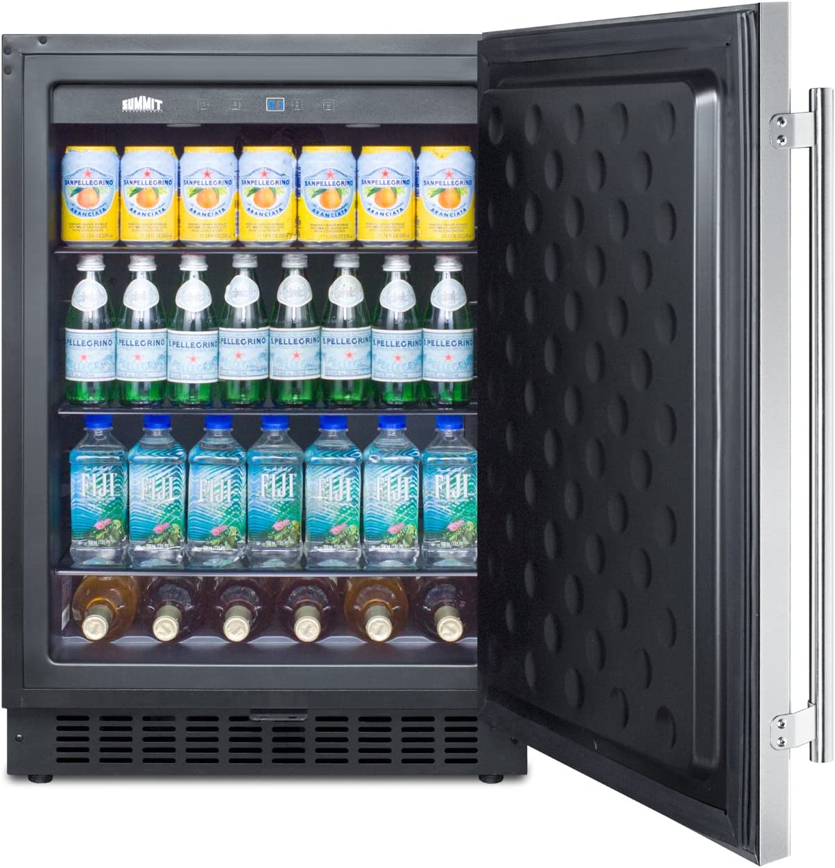 Summit SPR627OS Outdoor Built-In Undercounter All-Refrigerator with Glass Shelves and Lock, 24&#34;, Stainless Steel/Black