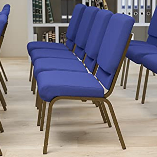 Stylish and Durable Blue Fabric Church Chair - Perfect for Your Worship Space