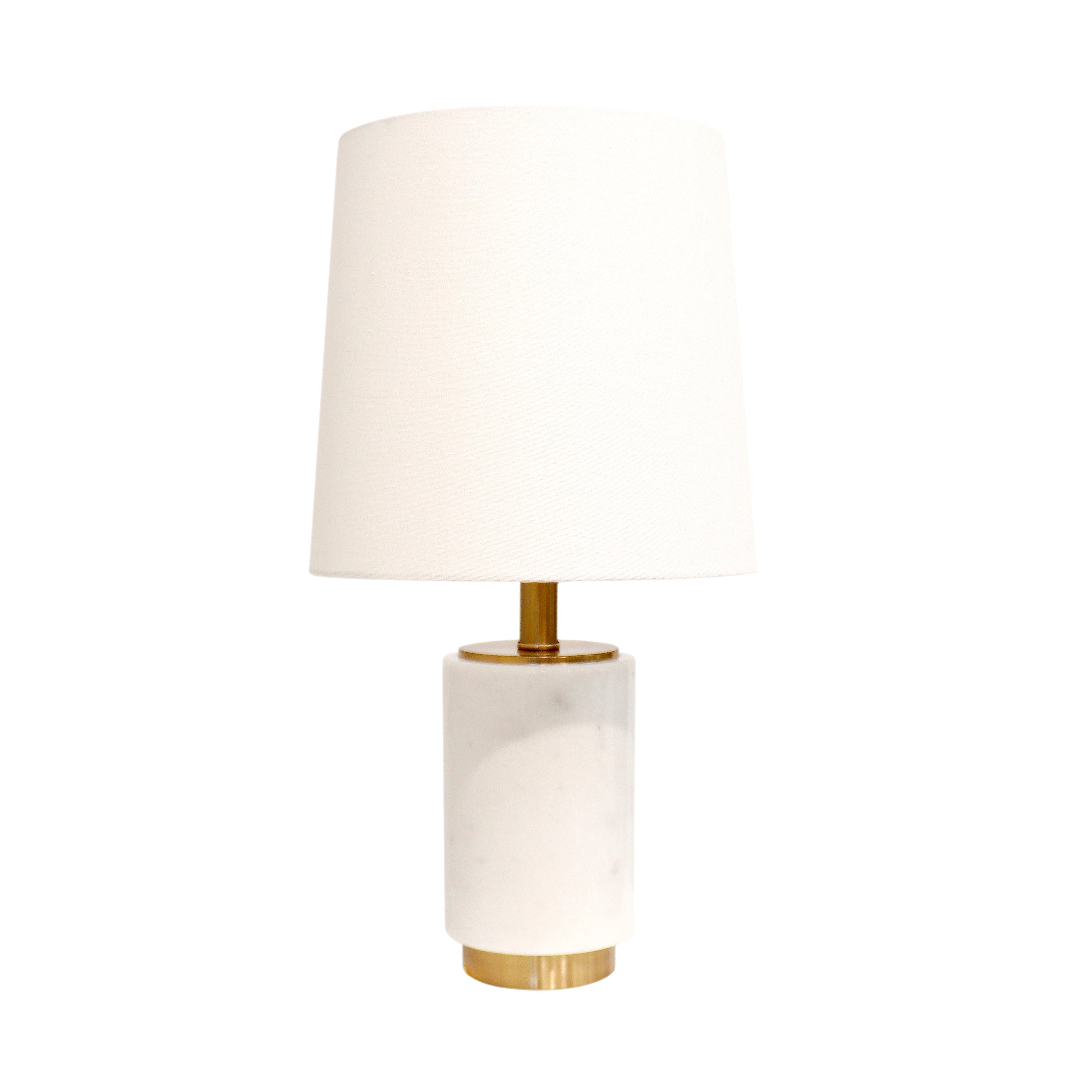 Pasargad Home Modern Marble Pillar Leon Table Lamp with Light E27 Bulb 22 inches H White Marble and Gold Metal with On-Off Switch White