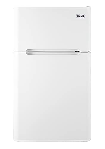 Summit Appliance CP34WMC MOMCUBE Refrigerator-Freezer, 19" Wide, 3.2 cu.ft, Right Handle Door, Adjustable Glass Shelf, 2-Door Design, Pull-Out Drawer, Cycle Defrost, Adjustable Thermostat