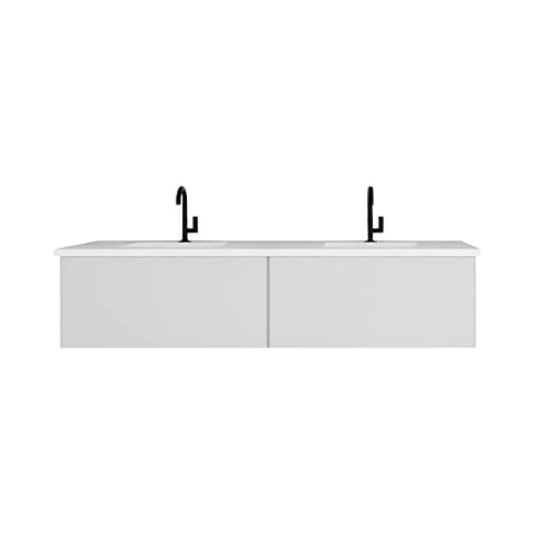 Laviva Vitri 72 - Cloud White Double Sink Cabinet Matte White Viva Stone Solid Surface Double Sink Countertop