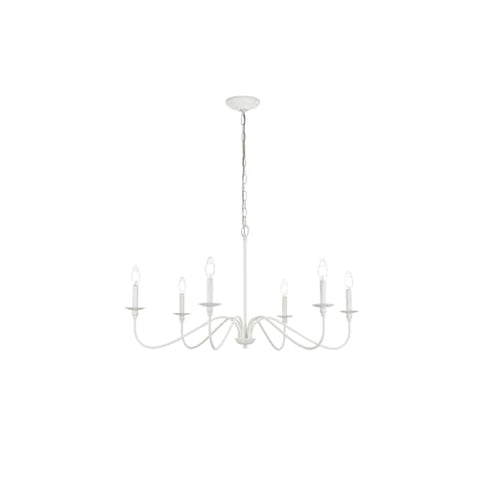 Living District Rohan 30" 6-Light Transitional Metal Chandelier in White