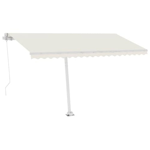vidaXL Cream Freestanding Manual Retractable Awning | 157.5"x118.1" Outdoor Shade | - Powder-Coated Aluminum Frame | High-Density Polyester Fabric with PU Coating