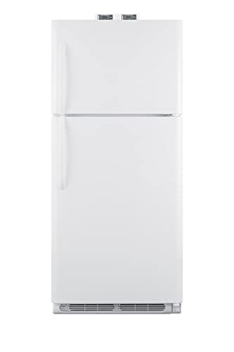 Summit Appliance BKRF21W 30" Wide 21 Cu.Ft. Break Room Refrigerator-Freezer in White with NIST Calibrated Alarm/Thermometers, Interior Light, Adjustable Shelves, Adjustable Thermostat