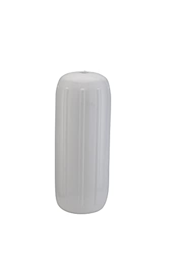 Taylor Made Big B Inflatable Boat Fender, White (10" x 26") End-to-End Line Passage Fits 5/8" Rope, Hangs Horizontally or Vertically, Ribbed Technology, Needle Valve, Marine-Grade Vinyl - 1032