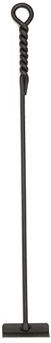 Oakestry Rope Handle Single Hoe Fireplace Tool Fireplace, Decorative Element and Aesthetic Appeal Iron for Strength and Longevity, Standard 28-in, Black
