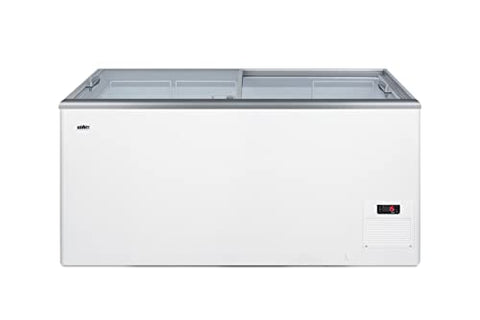 Summit NOVA45 53"" Ice Cream Freezer with Hammered Aluminum Interior 14.1 cu. ft. Capacity Sliding Glass Lid and Defrost Drain in White