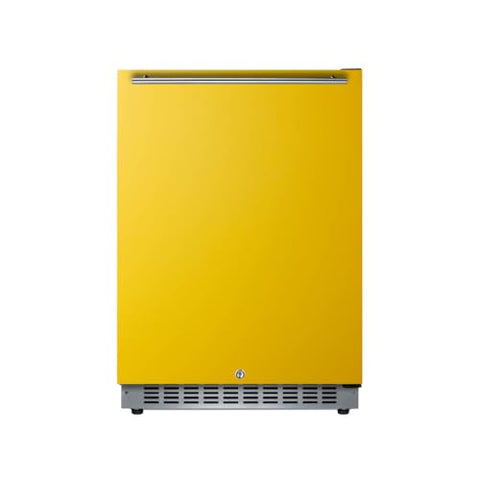Summit 24" Built-In Refrigerator, 4.8 cu.ft., ADA Compliant, Undercounter, Yellow, Stainless Steel - AL54YLHD (Left Handed Door Swing)