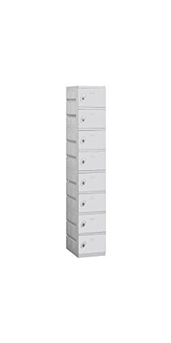 Salsbury Industries 98168GY-U Unassembled Eight Tier 12.75-Inch Wide 738.25-Inch High 18-Inch Deep Plastic Locker, Gray