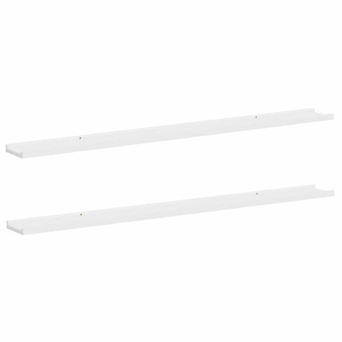 vidaXL Modern White Floating Wall Shelves Set 2 Pcs MDF 45.3 X 3.5 X 1.2 in Perfect for Living Room and Bedroom Display Clean Minimalist Look Durable Stylish Shelf Mounted Hanging