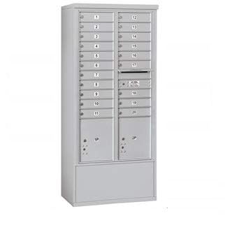 Free-Standing 4C Horizontal Mailbox Unit (Includes 3716D-20AFU Mailbox and 3916D-ALM Enclosure) - Maximum Height Unit (72 Inches) - Double Column - 20 MB1 Doors / 2 PL4.5s - Aluminum - Front Loading - USPS Access