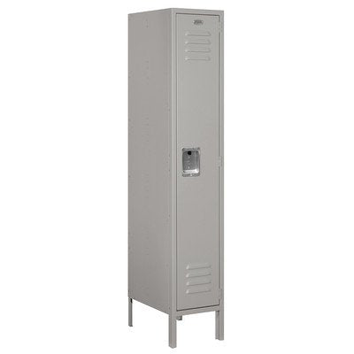 Salsbury Industries Assembled 1-Tier Standard Metal Locker with One Wide Storage Unit, 5-Feet High by 18-Inch Deep, Gray