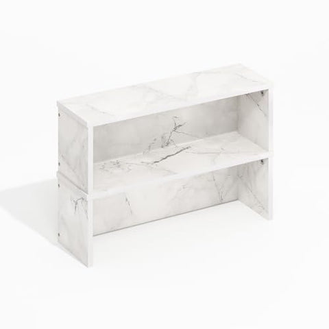 Furinno Helena 18-Inch Kitchen Counter Stackable Organizer Shelf Light Marble Set of 2