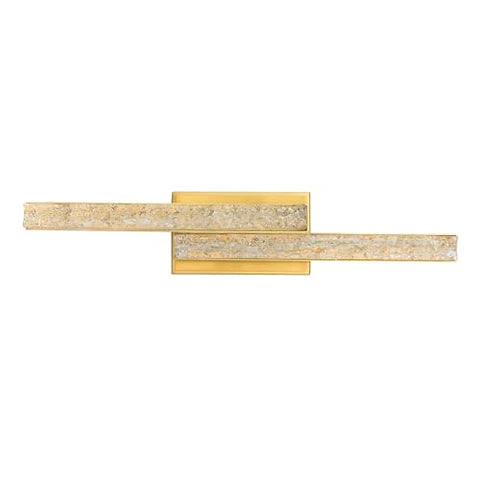 CWI Lighting Stagger Integrated LED 24" Brass Modern Vanity Light with Handmade Textured Glass for Bathrooms Powder Rooms Dressing Rooms
