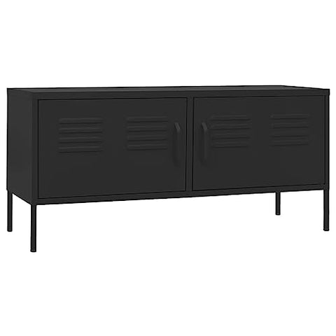vidaXL Industrial Style TV Stand, Black Steel TV Unit with Adjustable Height and Ample Storage Space, Suitable for Living Room