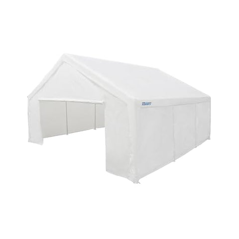 King Canopy 18ft x 27ft Canopy Enclosure Sidewall Kit w/Flaps, 2 Solid Sides, 2 Zippered Ends, 50 Ball Bungees, 180 GSM polyethylene, Fits 17ft 9in x 27ft Frames, Frame and Cover not Included, White