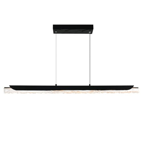 CWI Lighting Valira Integrated LED 48" Black Modern Chandelier with Handmade Textured Glass for Dining Room Foyer Bedroom Living Room
