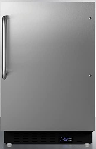 Summit Appliance ALFZ37BCSSHV Built-in Undercounter ADA Compliant Residential All-Freezer with Stainless Steel Cabinet, Vertical Handle, Door Storage, Adjustable Thermostat and Manual Defrost