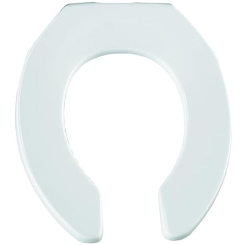 BEMIS 955CT Commercial Open Front Plastic Toilet Seat, Heavy Duty Industrial Seat without Lid, Secure Installation for Long Lasting Use, Round, White