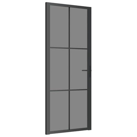'vidaXL Interior Door in Black with Dark Transparent ESG Glass and Aluminum Frame - Modern Design for Home and Office