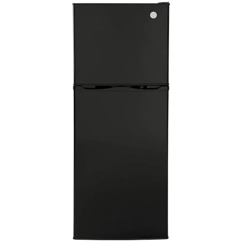 GE GPV10FGNBB 24" Top Freezer Refrigerator with 9.93 cu. ft. Capacity 12V DC Power Only LED Lighting and Adjustable Spillproof Glass Shelves in Black