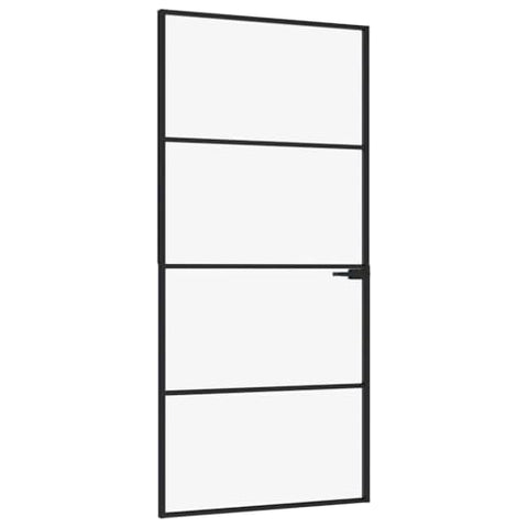 vidaXL Modern and Sleek Interior Door - 36.6"x79.3" Black Aluminum Frame with Tempered Glass – Easy Installation, Slim Design, and Light Penetration