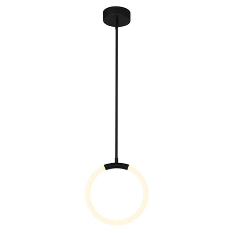 CWI Lighting Hoops 10'' LED Pendant Light in Black – Modern Geometric Ring Pendant – Integrated LED, No Bulb Required – Ideal for Hallway, Entryway, or Accent Corners