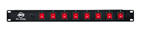 ADJ PC100A power strip single rack space unit with 8 on off lighted toggle switches and 15 amp breaker