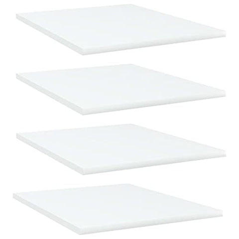 vidaXL White Bookshelf Boards, 4 Pcs Set, Perfectly Sized at 15.7"x19.7"x0.6" - Durable Engineered Wood - Ideal for Additional Storage or Replacement Panels