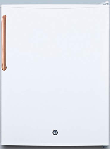 Summit Appliance FF28LWHTBC Compact All-Refrigerator in White Finish with Pure Copper Handle, Auto Defrost, Adjustable Thermostat, Right Hand Door Swing and Front-mounted Lock