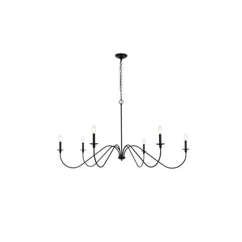 Living District Rohan 54" 6-Light Transitional Metal Chandelier in Matte Black