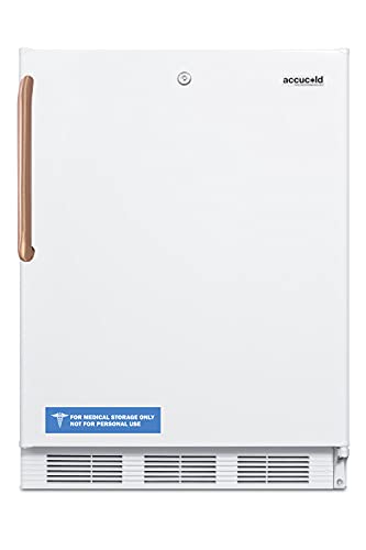 ACCUCOLD 24” Refrigerator, 5.5 cu.ft. Capacity, Undercounter, ADA Compliant, Commercial, Built-In, Copper Handle, White - FF7LWBITBCADA