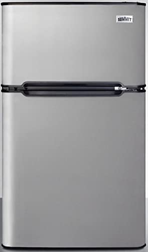 Summit Appliance CP34BSSADA ENERGY STAR Certified ADA Height 19" Wide 2-Door Refrigerator-Freezer with Stainless Steel Doors, Black Cabinet, Adjustable Glass Shelf, Adjustable Thermostat
